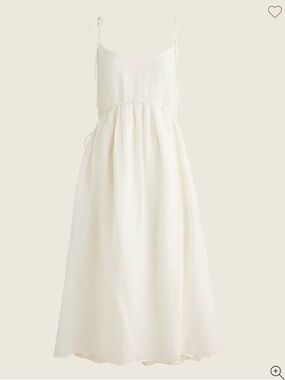 J. Crew Ivory Ecru Tie-Shoulder Ramie Midi Dress Size 14